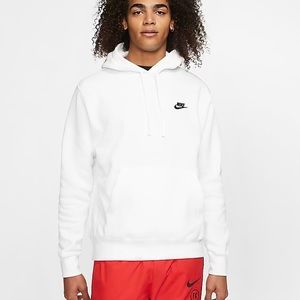 NIKE SPORTSWEAR CLUB FLEECE WHITE PULLOVER HOODIE